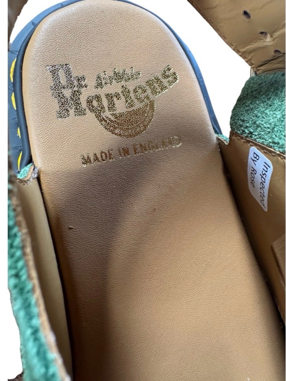 Dr Martens Made In England Green suede w/ Brown Leather straps Women’s US7 NWT - Picture 9 of 9